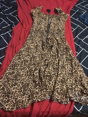 Leopard Print Women’s Dress - Brown